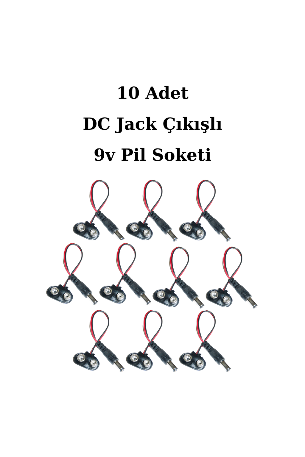 DC Jack Çıkışlı 9v Pil Soketi - Arduino Uyumlu 10 Adet