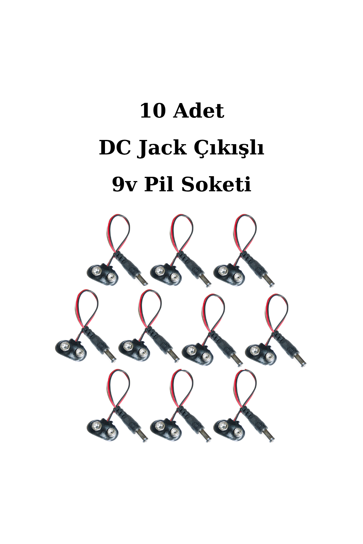 DC Jack Çıkışlı 9v Pil Soketi - Arduino Uyumlu 10 Adet