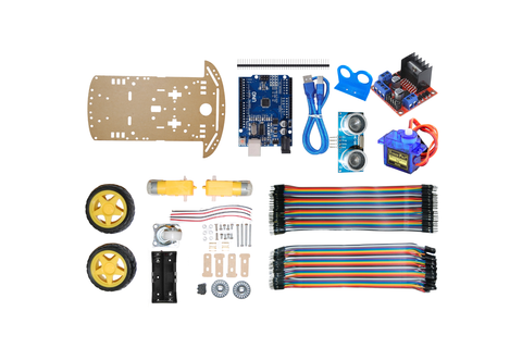 Arduino 2WD Servolu Engelden Kaçan Robot Araba Kiti - Li-on 18650 Pil Yuvalı Set