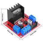 L298N Motor Sürücü ve 2 adet 3-6V DC Redüktörlü Motor + Tekerlek Seti