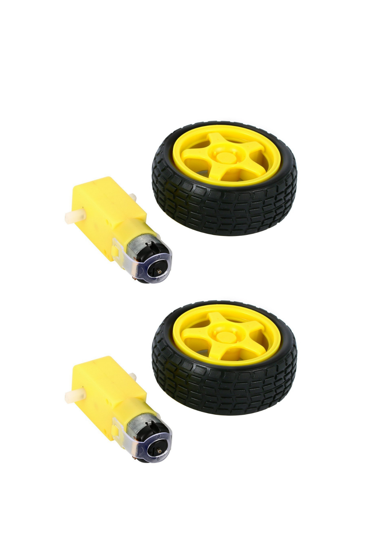 3-6V Redüktörlü Arduino Uyumlu DC Sarı Motor ve Tekerlek - 2'li Set