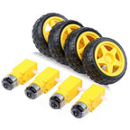 3-6V Redüktürlü Arduino Uyumlu DC Sarı Motor ve Tekerlek Seti - 4 Adet Motor+Teker