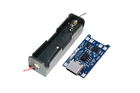 TP4056 Type-C sarj modulu ve 18650 tekli pil yuvasi seti